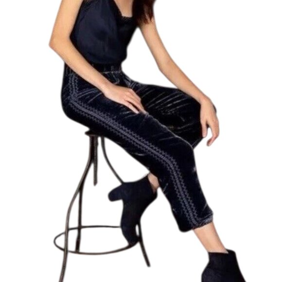 Johnny Was - Women’s Velvet Jogger Pants, Boho, Embroidered - Black, X-Large - Picture 1 of 17
